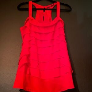 HAZEL HAZE Red Tiered Scallop Racerback Top Size Large